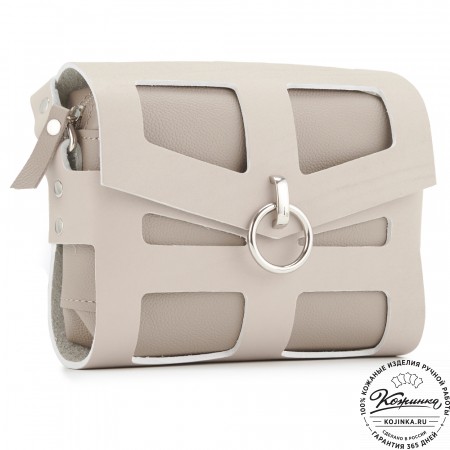 Женская кожаная сумка "Кортни" (бежевая) 